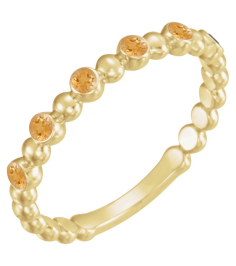 71814 Ring Set 14K Yellow Natural Citrine Round 1.75 Mm Polished Natural Citrine Stackable Ring