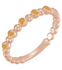 71814 Ring Set 14K Rose Natural Citrine Round 1.75 Mm Polished Natural Citrine Stackable Ring