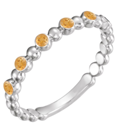 71814 Ring Set Platinum Natural Citrine Round 1.75 Mm Polished Natural Citrine Stackable Ring