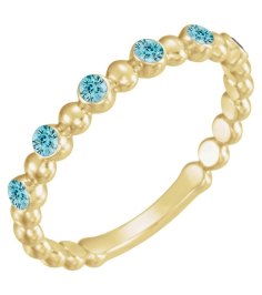71814 Ring Set 14K Yellow Natural Blue Zircon Round 1.75 Mm Polished Natural Blue Zircon Stackable Ring