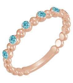71814 Ring Set 14K Rose Natural Blue Zircon Round 1.75 Mm Polished Natural Blue Zircon Stackable Ring