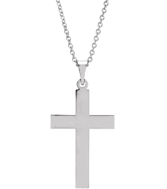 R4030 Necklace 14K White 22 X 14 Mm 18 In Polished Cross Necklace