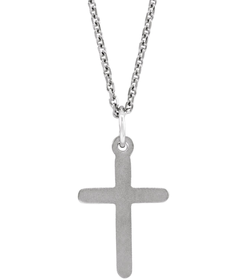 R41148 Necklace 14K White 18 X 9 Mm Polished Cross Necklace