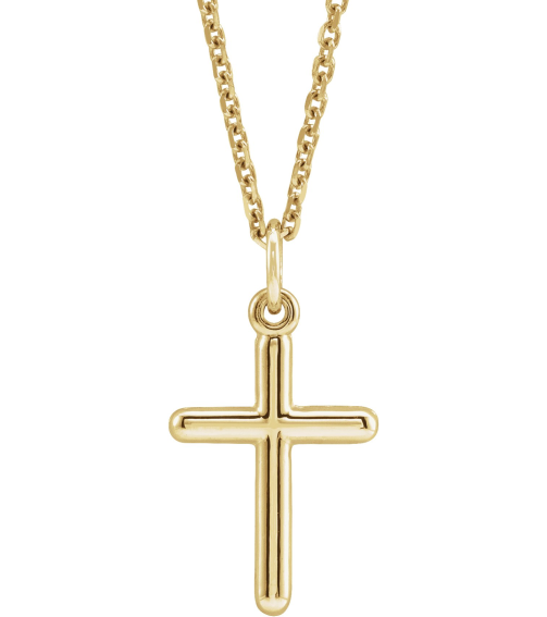R41148 Necklace 14K Yellow 13 X 9 Mm Polished Cross Necklace