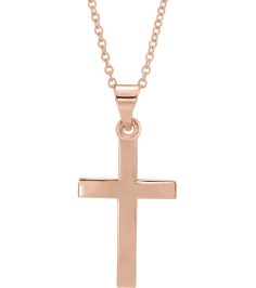 R41279 Necklace 14K Rose 23.7 X 11.5 Mm 18 In Polished Cross Necklace
