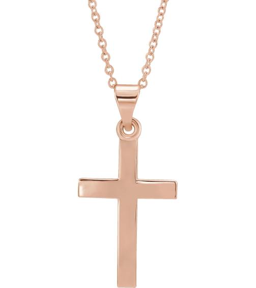 R41279 Necklace 14K Rose 23.7 X 11.5 Mm 18 In Polished Cross Necklace