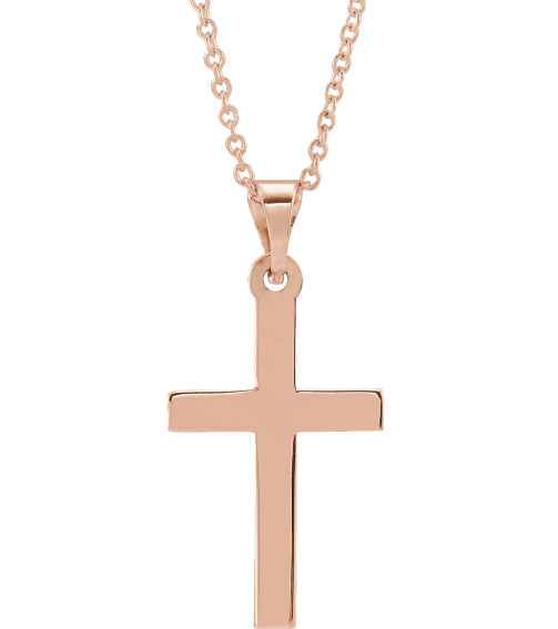 R41279 Necklace 14K Rose 23.7 X 11.5 Mm 18 In Polished Cross Necklace