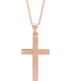 R41279 Necklace 14K Rose 27 X 13.7 Mm 18 In Polished Cross Necklace