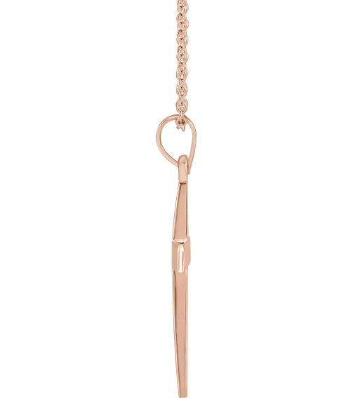R41279 Necklace 14K Rose 27 X 13.7 Mm 18 In Polished Cross Necklace