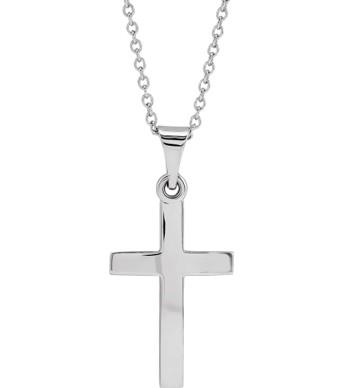 R41279 Necklace 14K White 23.7 X 11.5 Mm 18 In Polished Cross Necklace