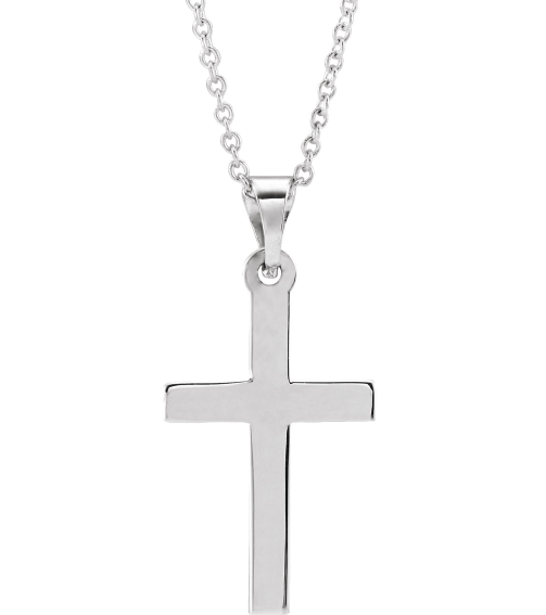 R41279 Necklace 14K White 23.7 X 11.5 Mm 18 In Polished Cross Necklace