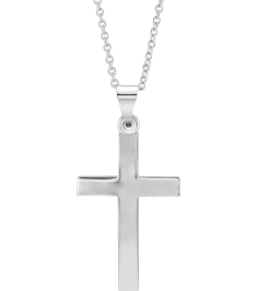 R41279 Necklace 14K White 27 X 13.7 Mm 18 In Polished Cross Necklace