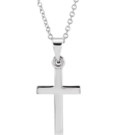 R41279 Necklace Sterling Silver 21 X 9.7 Mm 18 In Polished Cross Necklace