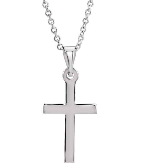 R41279 Necklace Sterling Silver 21 X 9.7 Mm 18 In Polished Cross Necklace