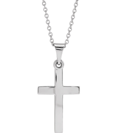 R41279 Necklace Sterling Silver 23.7 X 11.5 Mm 18 In Polished Cross Necklace