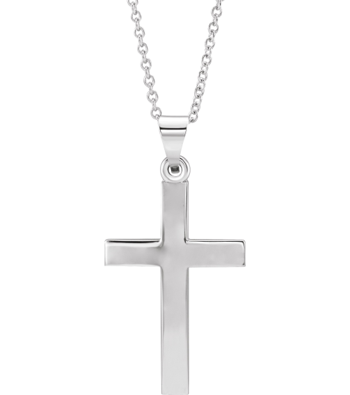R41279 Necklace Sterling Silver 27 X 13.7 Mm 18 In Polished Cross Necklace