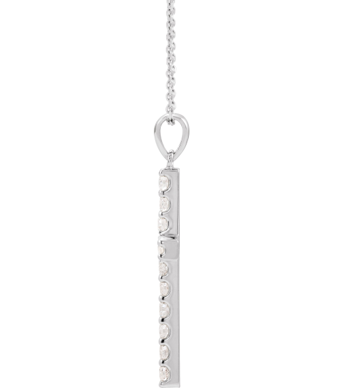 R42308 Necklace Set 14K White Round Natural Diamond 1.7Mm 14 Ctw I1, G-H 18 In Polished 14 Ctw Natural Diamond Cross Necklace