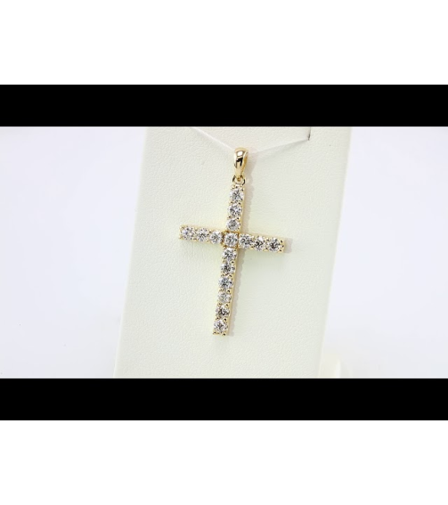 R42308 Necklace Set 14K Yellow Round Natural Diamond 1.5Mm 15 Ctw I1, G-H 18 In Polished 15 Ctw Natural Diamond Cross Necklace