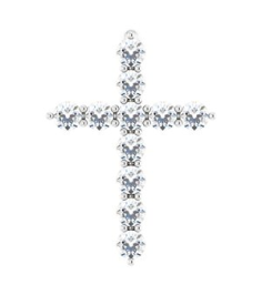 R42359 Pendant Set 14K White Round Natural Diamond 14.6 X 10.5 Mm 1.8Mm 14 Ctw I1, G-H Polished 14 Ctw Natural Diamond Cross Pendant