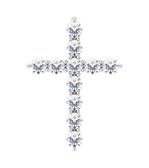 R42359 Pendant Set 14K White Round Natural Diamond 14.6 X 10.5 Mm 1.8Mm 14 Ctw I1, G-H Polished 14 Ctw Natural Diamond Cross Pendant