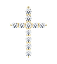 R42359 Pendant Set 14K Yellow Round Natural Diamond 14.6 X 10.5 Mm 1.8Mm 14 Ctw I1, G-H Polished 14 Ctw Natural Diamond Cross Pendant