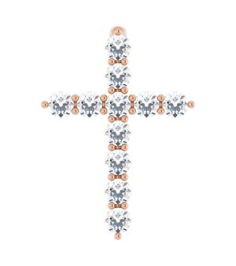 R42359 Pendant Set 14K Rose Round Natural Diamond 14.6 X 10.5 Mm 1.8Mm 14 Ctw I1, G-H Polished 14 Ctw Natural Diamond Cross Pendant