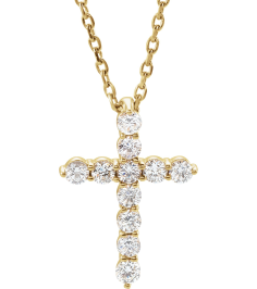 R42359 Necklace Set 14K Yellow Round Natural Diamond 14.6 X 10.5 Mm 1.8Mm 14 Ctw I1, G-H 16-18 In Polished 14 Ctw Natural Diamond Cross Necklace