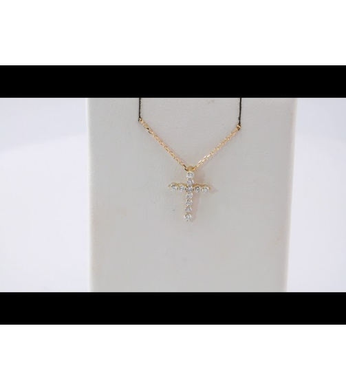 R42359 Necklace Set 14K Yellow Round Natural Diamond 14.6 X 10.5 Mm 1.8Mm 14 Ctw I1, G-H 16-18 In Polished 14 Ctw Natural Diamond Cross Necklace