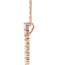 R42359 Necklace Set 14K Rose Round Natural Diamond 14.6 X 10.5 Mm 1.8Mm 14 Ctw I1, G-H 16-18 In Polished 14 Ctw Natural Diamond Cross Necklace