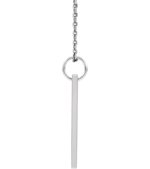 86597 Necklace Set Sterling Silver 20 X 5 Mm 16-18 In Polished .03 Ct Natural Diamond Engravable Bar Necklace