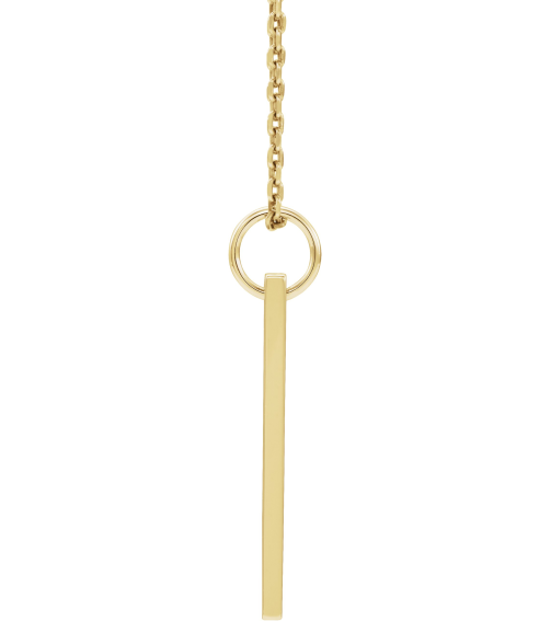 86597 Necklace Set 18K Yellow Gold-Plated Sterling Silver 20 X 5 Mm 16-18 In Polished .03 Ct Natural Diamond Engravable Bar Necklace