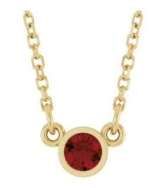 61134 Necklace Set 14K Yellow Round Natural Mozambique Garnet 3 Mm 16 In Polished Natural Mozambique Garnet Solitaire Necklace