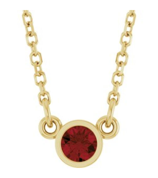 61134 Necklace Set 14K Yellow Round Natural Mozambique Garnet 3 Mm 16 In Polished Natural Mozambique Garnet Solitaire Necklace
