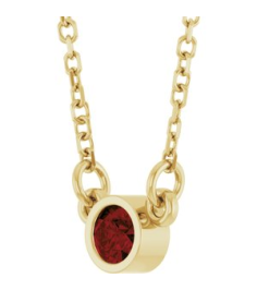 61134 Necklace Set 14K Yellow Round Natural Mozambique Garnet 3 Mm 16 In Polished Natural Mozambique Garnet Solitaire Necklace