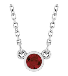 61134 Necklace Set Platinum Round Natural Mozambique Garnet 3 Mm 16 In Polished Natural Mozambique Garnet Solitaire Necklace