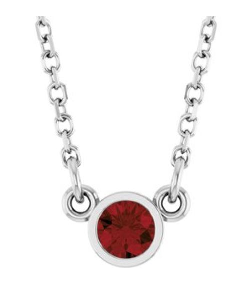 61134 Necklace Set Platinum Round Natural Mozambique Garnet 3 Mm 16 In Polished Natural Mozambique Garnet Solitaire Necklace