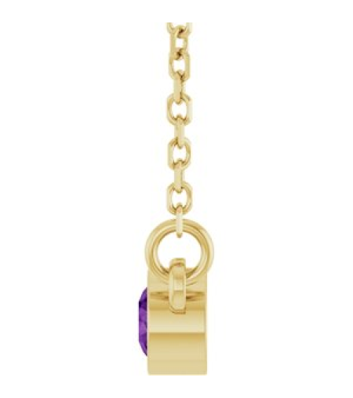 61134 Necklace Set 14K Yellow Round Natural Amethyst 3 Mm 16 In Polished Natural Amethyst Solitaire Necklace
