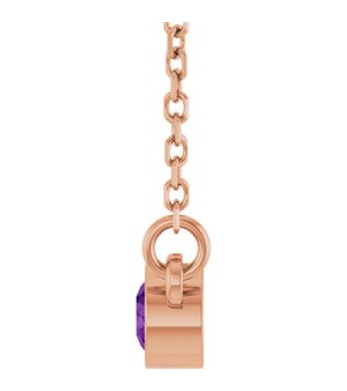 61134 Necklace Set 14K Rose Round Natural Amethyst 3 Mm 16 In Polished Natural Amethyst Solitaire Necklace