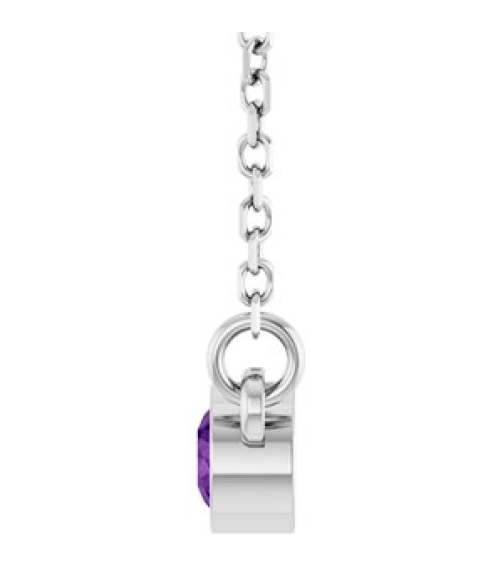 61134 Necklace Set Platinum Round Natural Amethyst 3 Mm 16 In Polished Natural Amethyst Solitaire Necklace