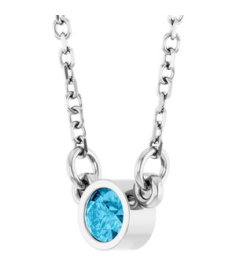 61134 Necklace Set 14K White Round Natural Aquamarine 3 Mm 16 In Polished Natural Aquamarine Solitaire Necklace