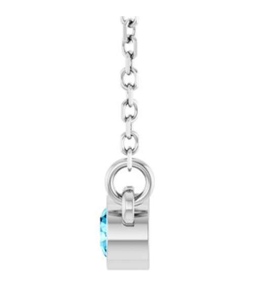 61134 Necklace Set Platinum Round Natural Aquamarine 3 Mm 16 In Polished Natural Aquamarine Solitaire Necklace