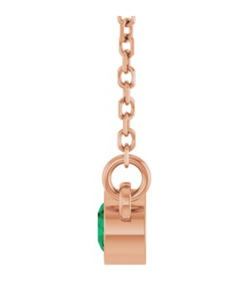 61134 Necklace Set 14K Rose Round Lab-Grown Emerald 3 Mm 16 In Polished Lab-Grown Emerald Solitaire Necklace