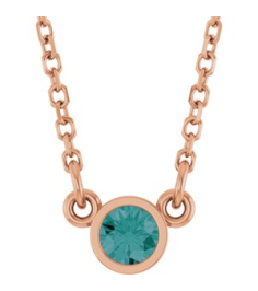 61134 Necklace Set 14K Rose Round Lab-Grown Alexandrite 3 Mm 16 In Polished Lab-Grown Alexandrite Solitaire Necklace