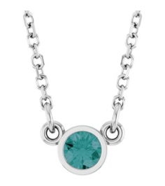 61134 Necklace Set Platinum Round Lab-Grown Alexandrite 3 Mm 16 In Polished Lab-Grown Alexandrite Solitaire Necklace