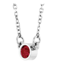 61134 Necklace Set 14K White Round Natural Ruby 3 Mm 16 In Polished Natural Ruby Solitaire Necklace
