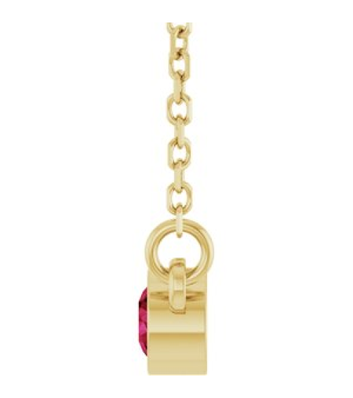 61134 Necklace Set 14K Yellow Round Natural Ruby 3 Mm 16 In Polished Natural Ruby Solitaire Necklace