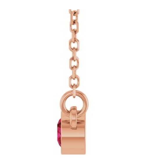 61134 Necklace Set 14K Rose Round Natural Ruby 3 Mm 16 In Polished Natural Ruby Solitaire Necklace