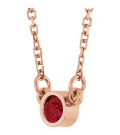 61134 Necklace Set 14K Rose Round Natural Ruby 3 Mm 16 In Polished Natural Ruby Solitaire Necklace
