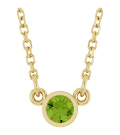 61134 Necklace Set 14K Yellow Round Natural Peridot 3 Mm 16 In Polished Natural Peridot Solitaire Necklace