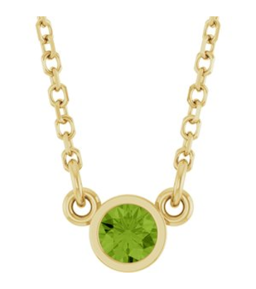 61134 Necklace Set 14K Yellow Round Natural Peridot 3 Mm 16 In Polished Natural Peridot Solitaire Necklace